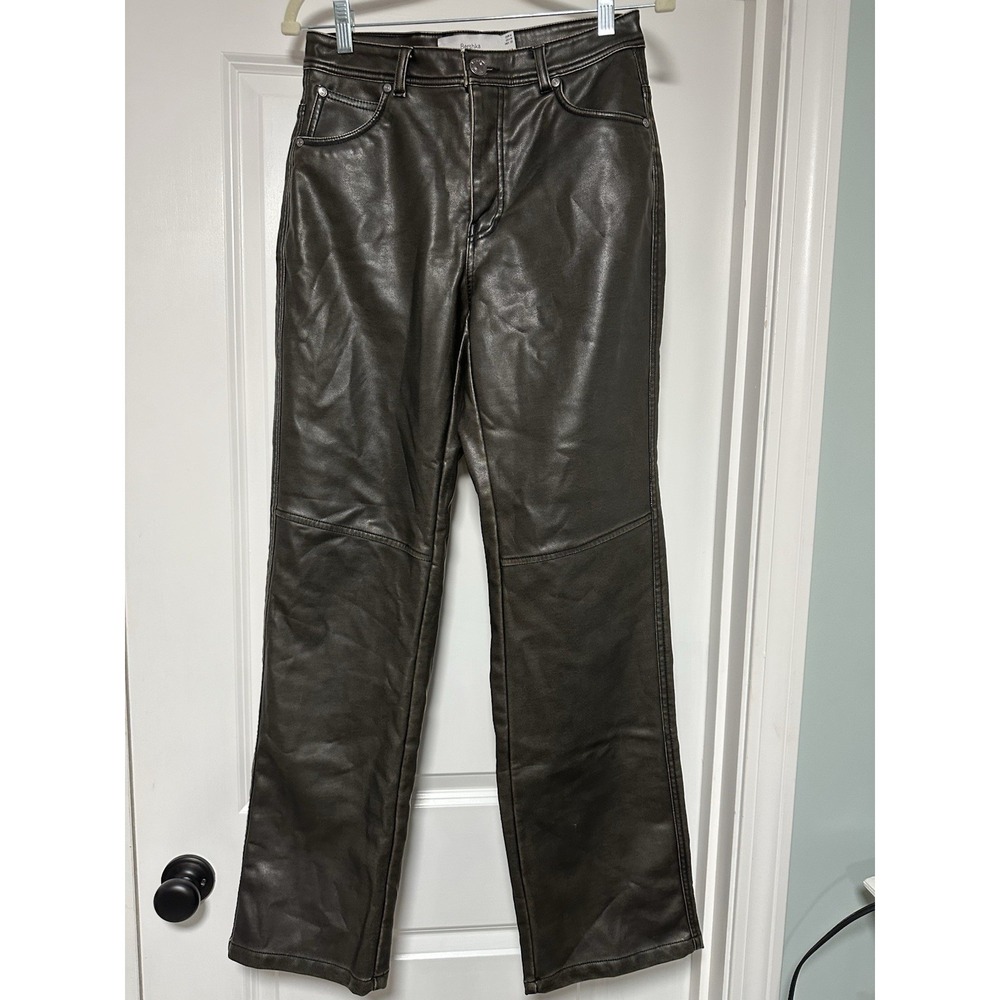 Bershka, Women's Faux Leather Coated Pants, Straight Leg,‎ Size Medium